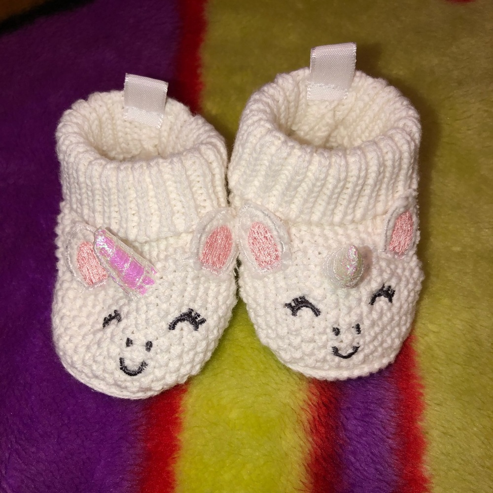 Baby Girl Knitted Unicorn Slippers